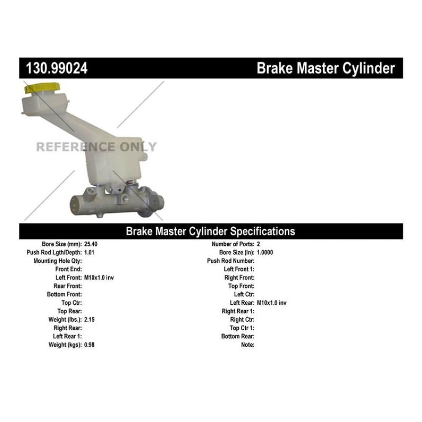 CENTRIC PARTS 130.99024 Centric Premium Brake Master Cylinder