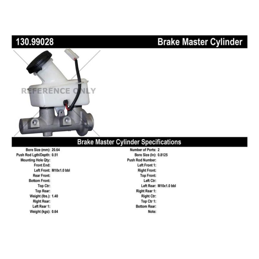 CENTRIC PARTS 130.99028 Centric Premium Brake Master Cylinder