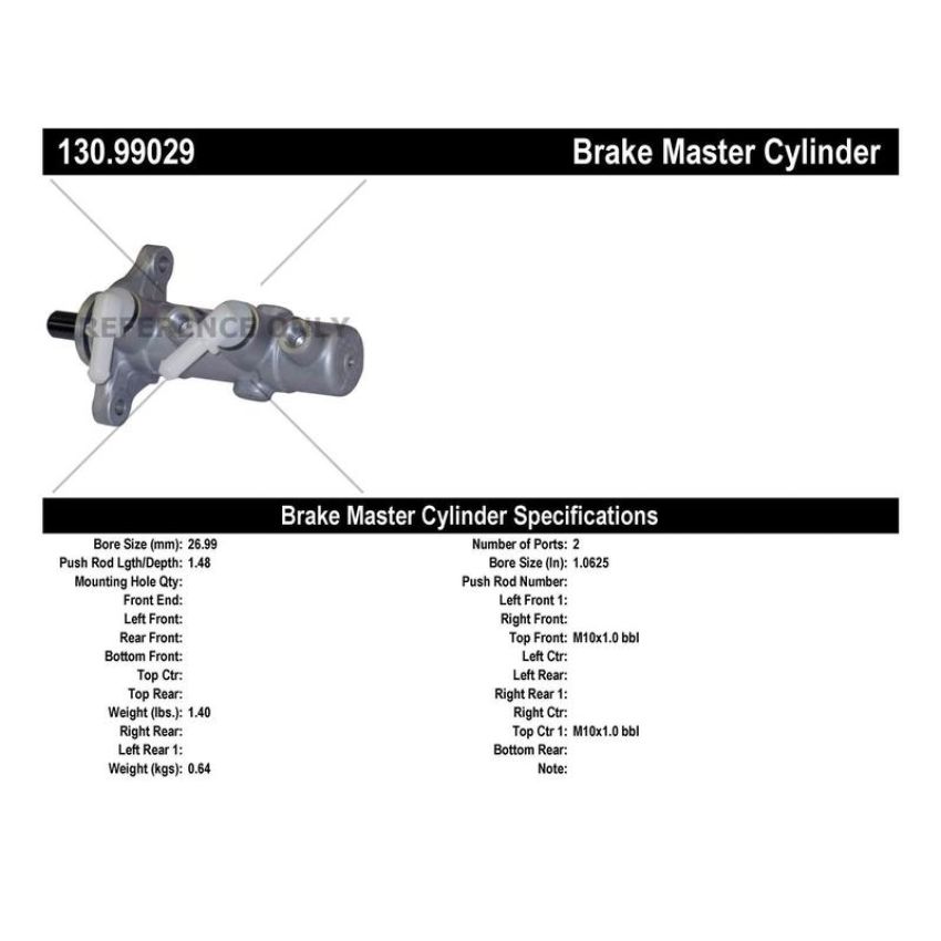 CENTRIC PARTS 130.99029 Centric Premium Brake Master Cylinder