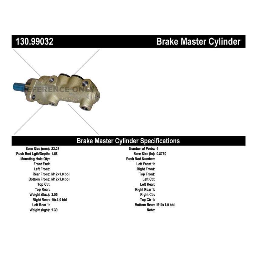 CENTRIC PARTS 130.99032 Centric Premium Brake Master Cylinder