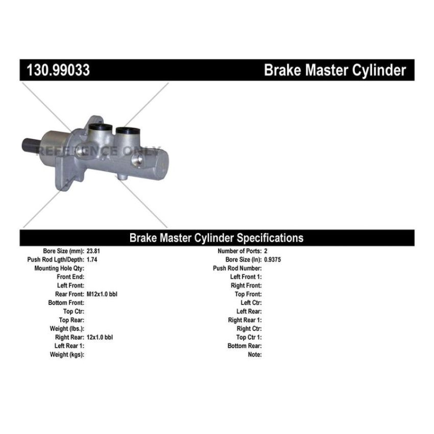 CENTRIC PARTS 130.99033 Centric Premium Brake Master Cylinder