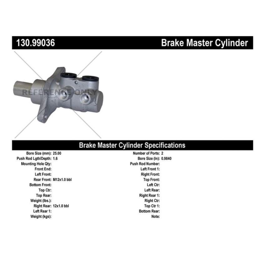 CENTRIC PARTS 130.99036 Centric Premium Brake Master Cylinder