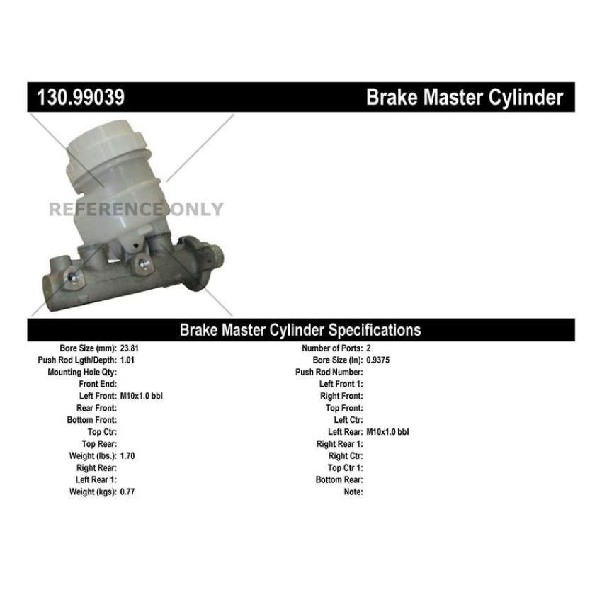 CENTRIC PARTS 130.99039 Centric Premium Brake Master Cylinder