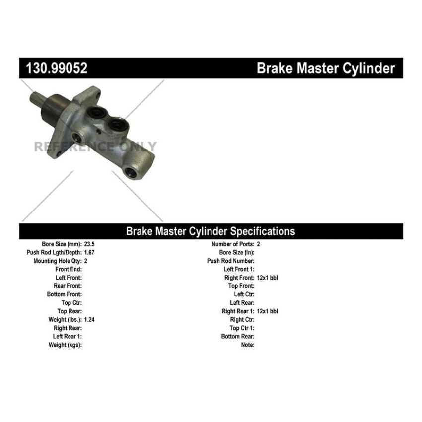 CENTRIC PARTS 130.99052 Centric Premium Brake Master Cylinder