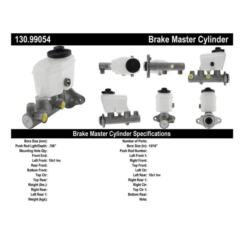 CENTRIC PARTS 130.99054 Centric Premium Brake Master Cylinder