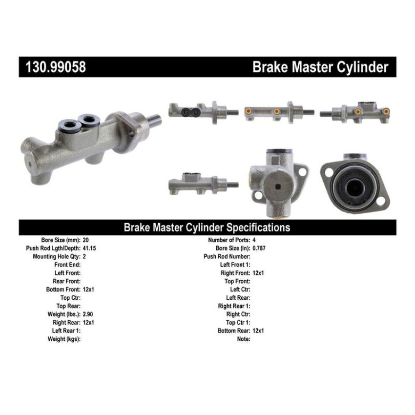 CENTRIC PARTS 130.99058 Centric Premium Brake Master Cylinder
