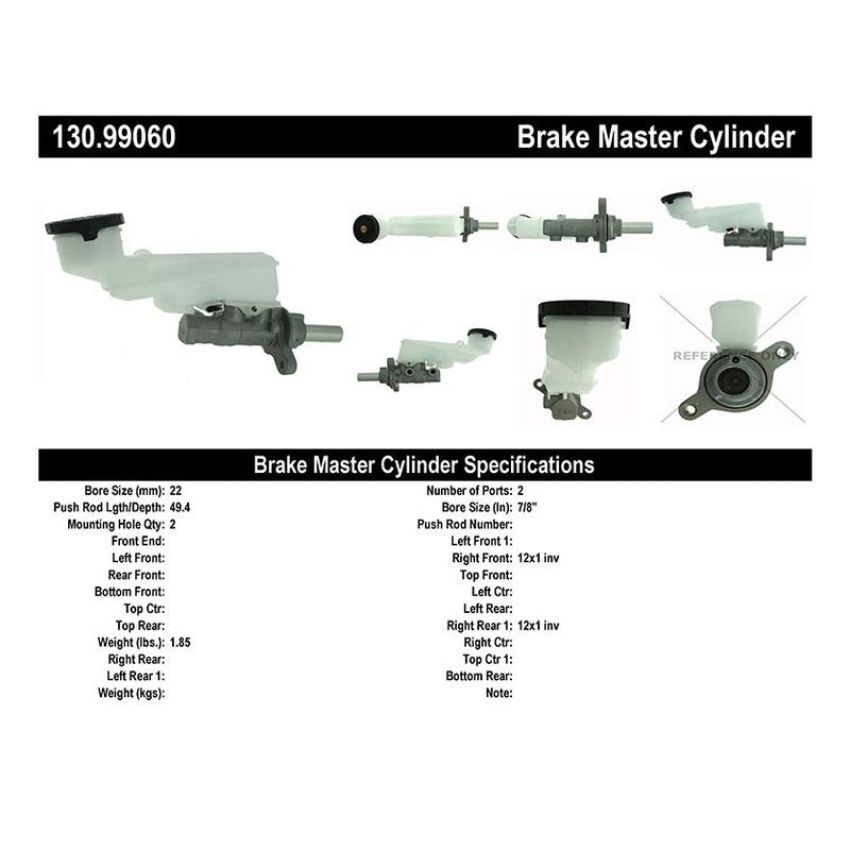 CENTRIC PARTS 130.99060 Centric Premium Brake Master Cylinder