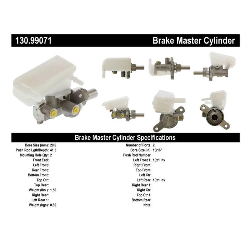 CENTRIC PARTS 130.99071 Centric Premium Brake Master Cylinder
