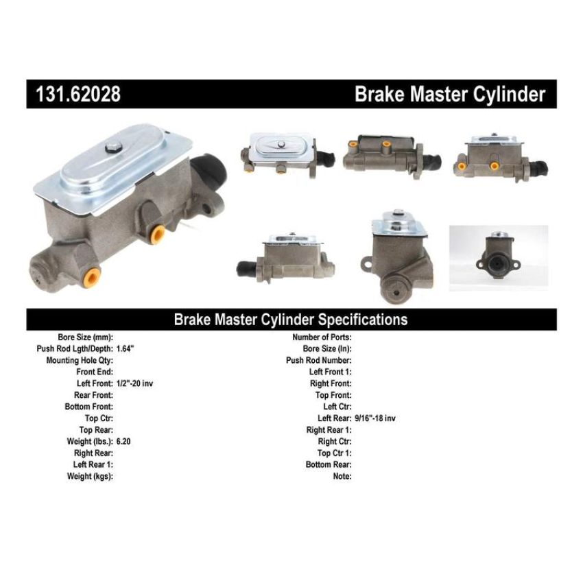 CENTRIC PARTS 131.62028 C-Tek Standard Brake Master Cylinder
