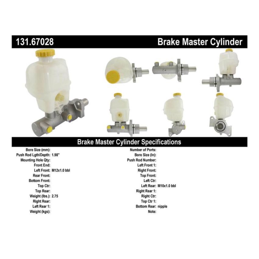 CENTRIC PARTS 131.67028 C-Tek Standard Brake Master Cylinder