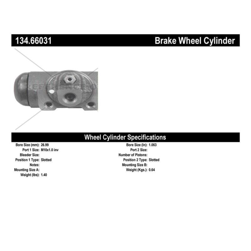 CENTRIC PARTS 134.66031 Centric Premium Wheel Cylinder