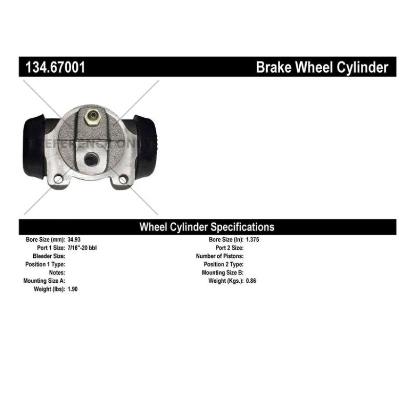 CENTRIC PARTS 134.67001 Centric Premium Wheel Cylinder