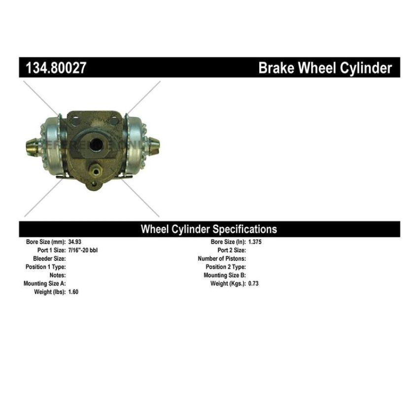 CENTRIC PARTS 134.80027 Centric Premium Wheel Cylinder