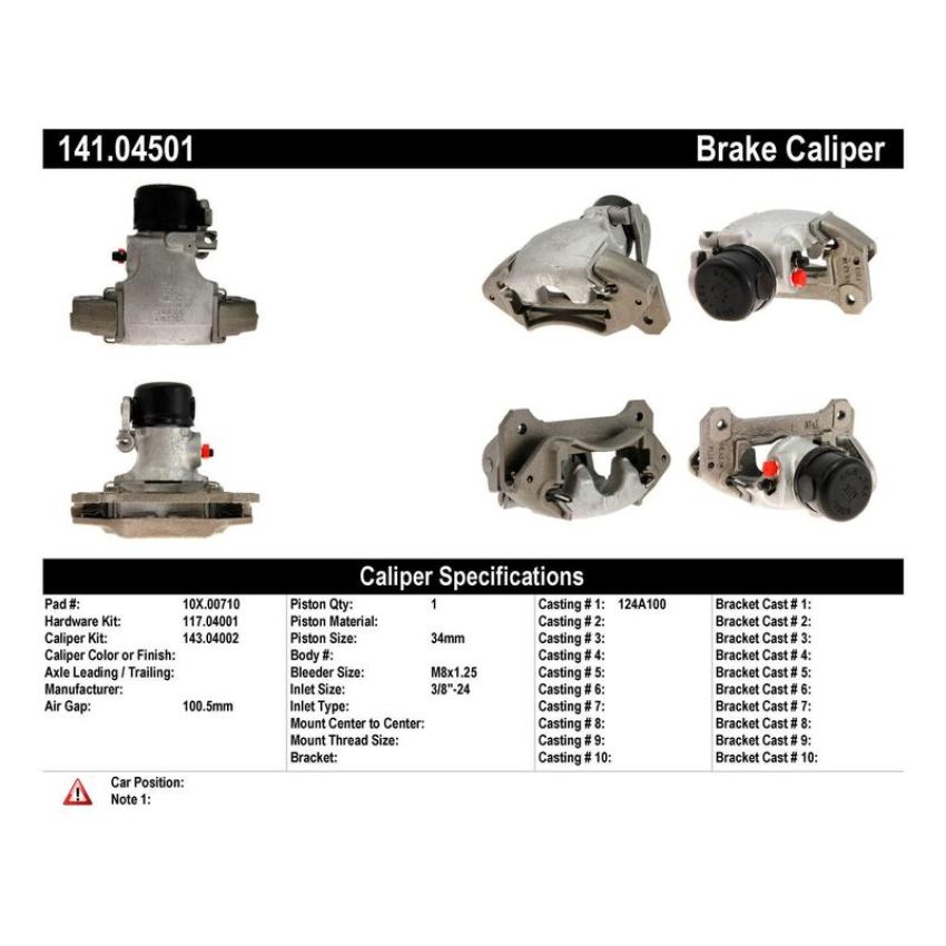 CENTRIC PARTS 141.04501 Centric Semi-Loaded Brake Caliper