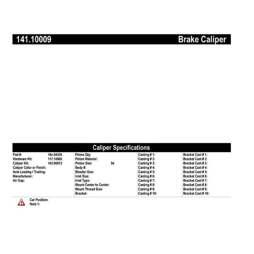 CENTRIC PARTS 141.10009 Centric Semi-Loaded Brake Caliper