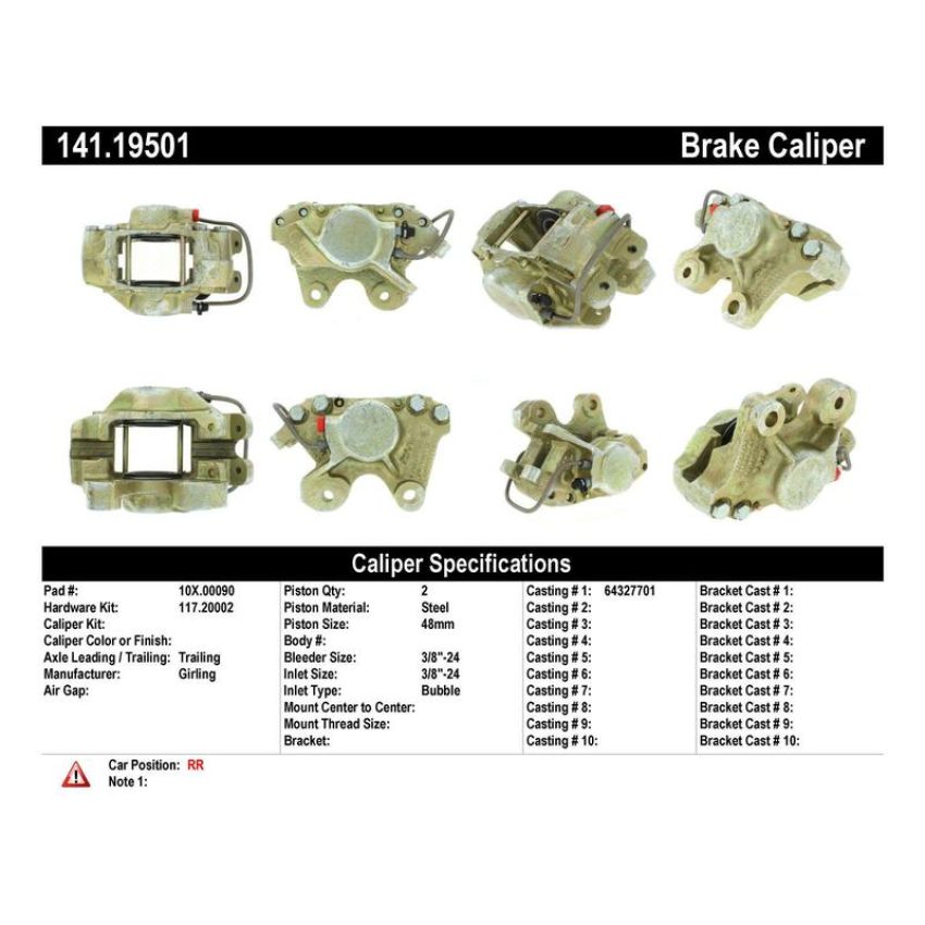 CENTRIC PARTS 141.19501 Centric Semi-Loaded Brake Caliper