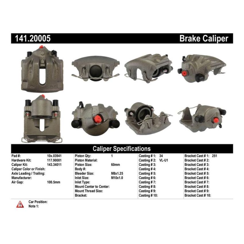 CENTRIC PARTS 141.20005 Centric Semi-Loaded Brake Caliper