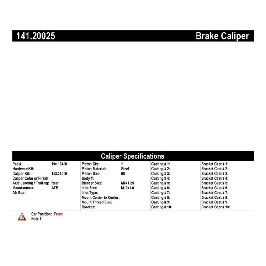 CENTRIC PARTS 141.20025 Centric Semi-Loaded Brake Caliper