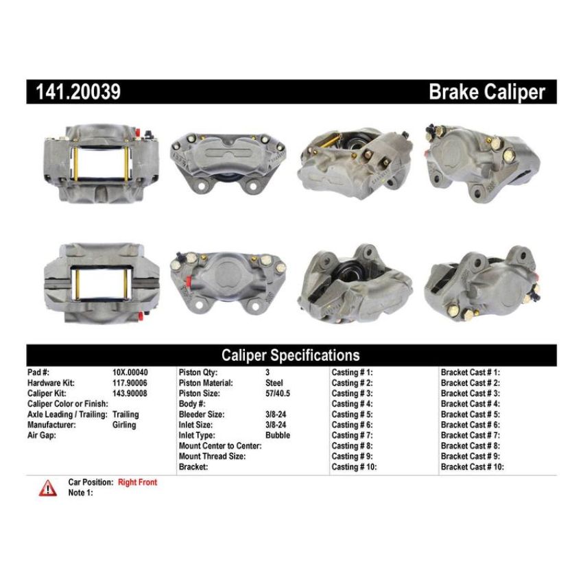 CENTRIC PARTS 141.20039 Centric Semi-Loaded Brake Caliper