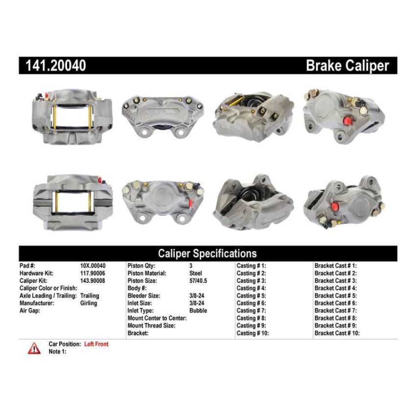 CENTRIC PARTS 141.20040 Centric Semi-Loaded Brake Caliper