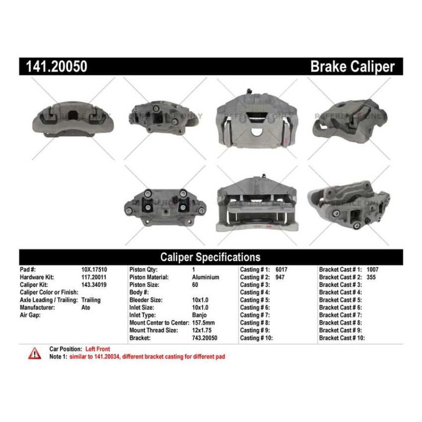 CENTRIC PARTS 141.20050 Centric Semi-Loaded Brake Caliper