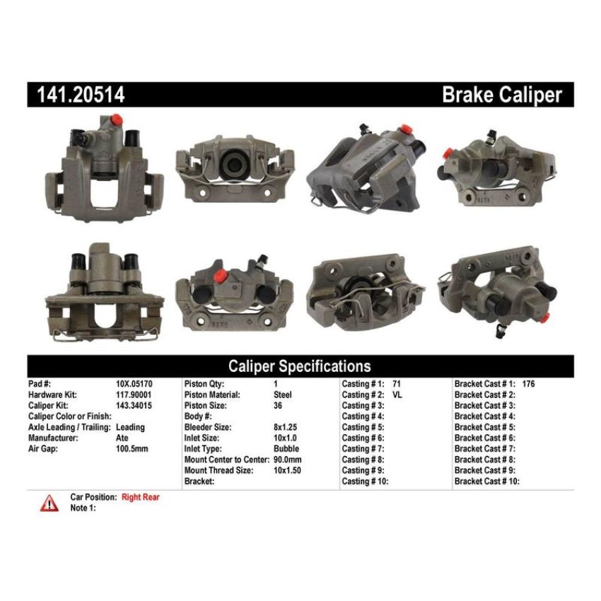 CENTRIC PARTS 141.20514 Centric Semi-Loaded Brake Caliper