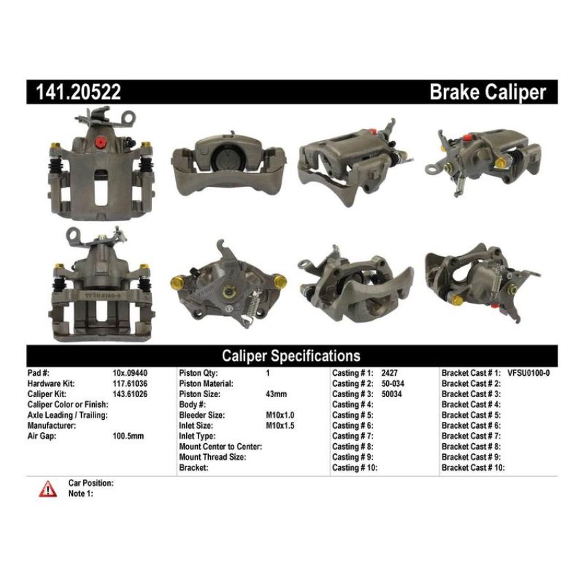 CENTRIC PARTS 141.20522 Centric Semi-Loaded Brake Caliper