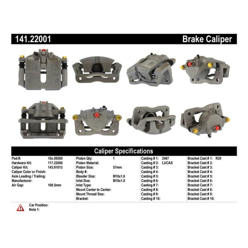 CENTRIC PARTS 141.22001 Centric Semi-Loaded Brake Caliper