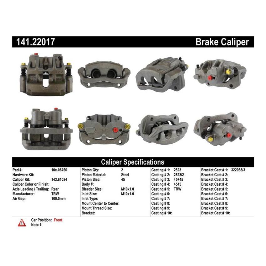 CENTRIC PARTS 141.22017 Centric Semi-Loaded Brake Caliper