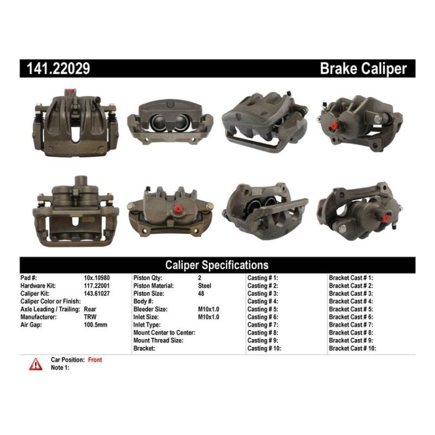 CENTRIC PARTS 141.22029 Centric Semi-Loaded Brake Caliper