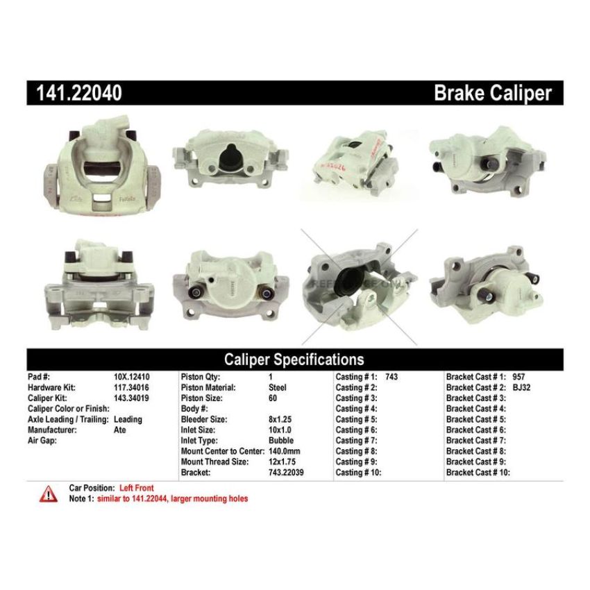 CENTRIC PARTS 141.22040 Centric Semi-Loaded Brake Caliper