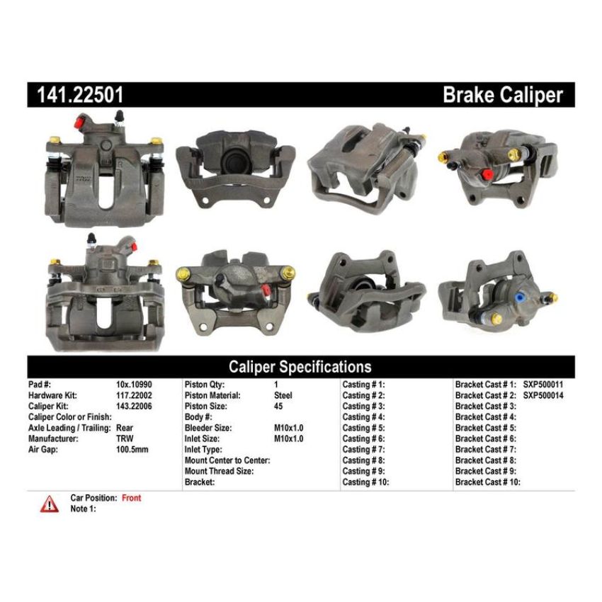 CENTRIC PARTS 141.22501 Centric Semi-Loaded Brake Caliper