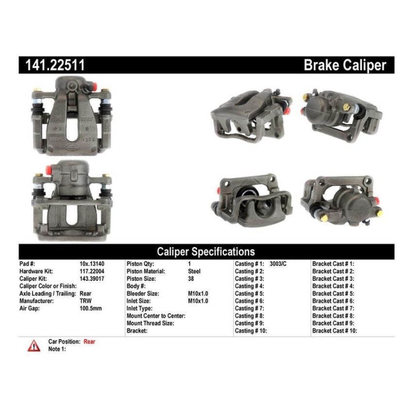 CENTRIC PARTS 141.22511 Centric Semi-Loaded Brake Caliper