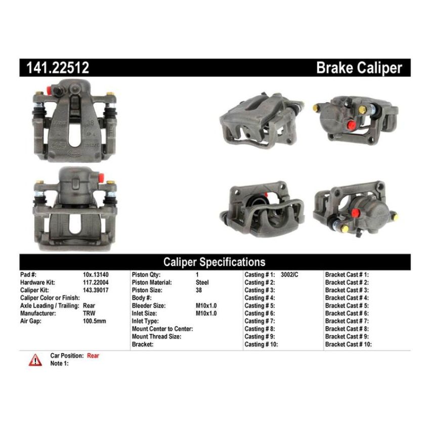 CENTRIC PARTS 141.22512 Centric Semi-Loaded Brake Caliper
