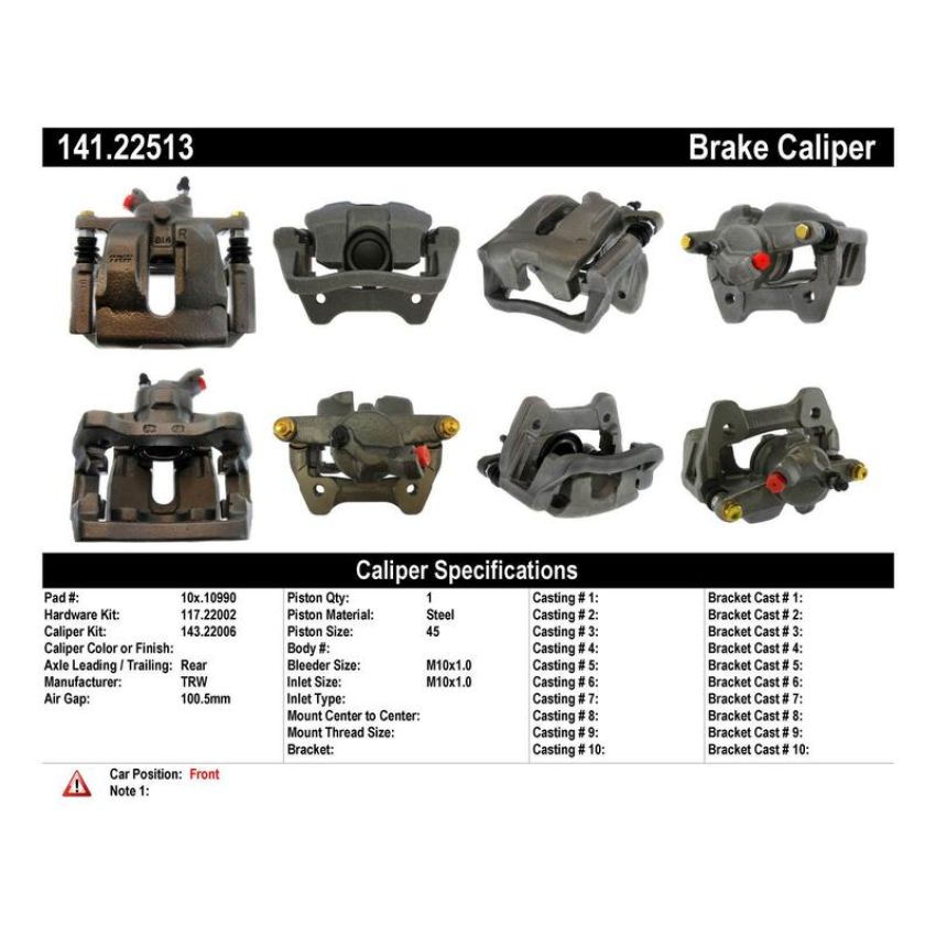 CENTRIC PARTS 141.22513 Centric Semi-Loaded Brake Caliper