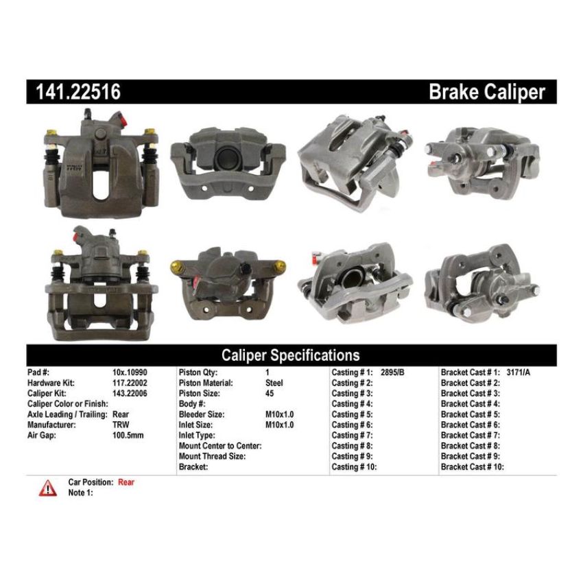 CENTRIC PARTS 141.22516 Centric Semi-Loaded Brake Caliper