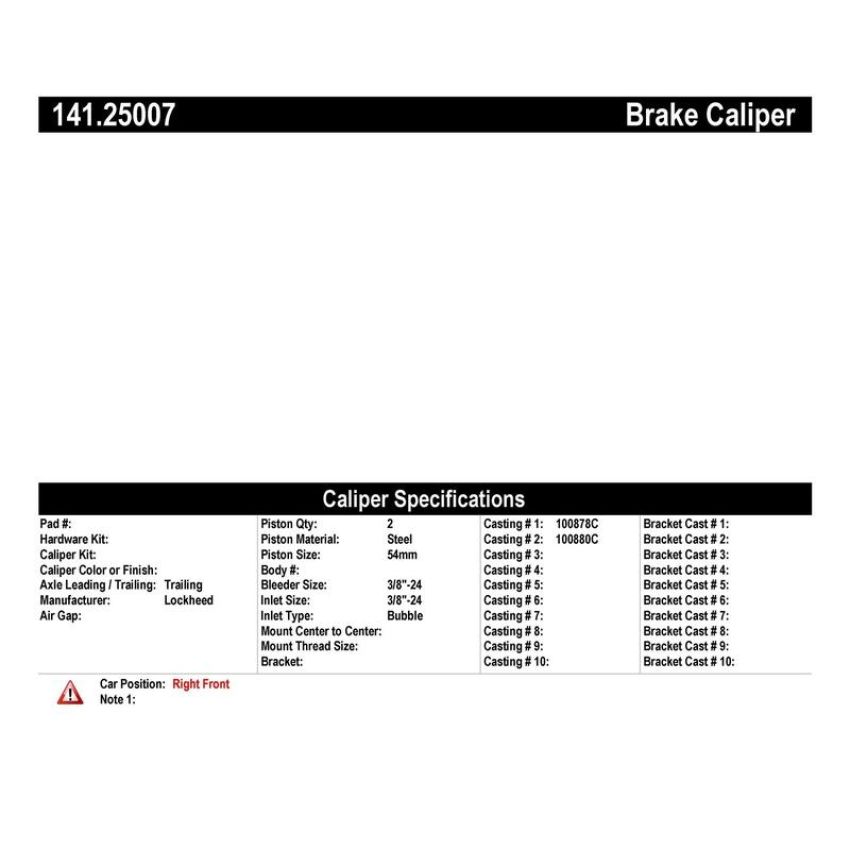 CENTRIC PARTS 141.25007 Centric Semi-Loaded Brake Caliper