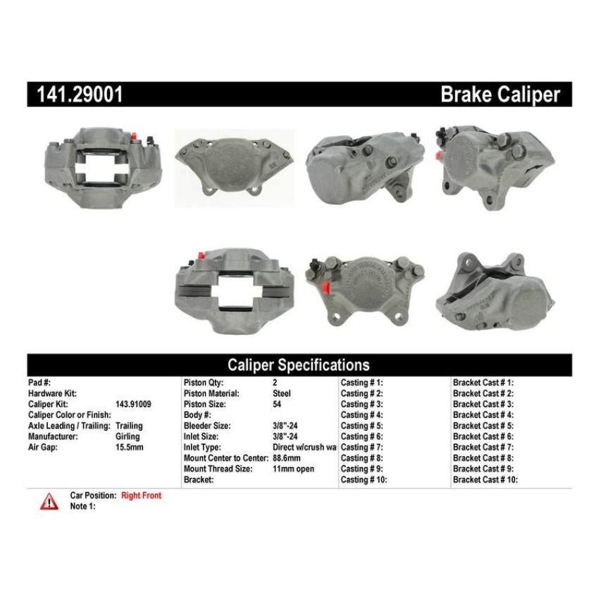 CENTRIC PARTS 141.29001 Centric Semi-Loaded Brake Caliper