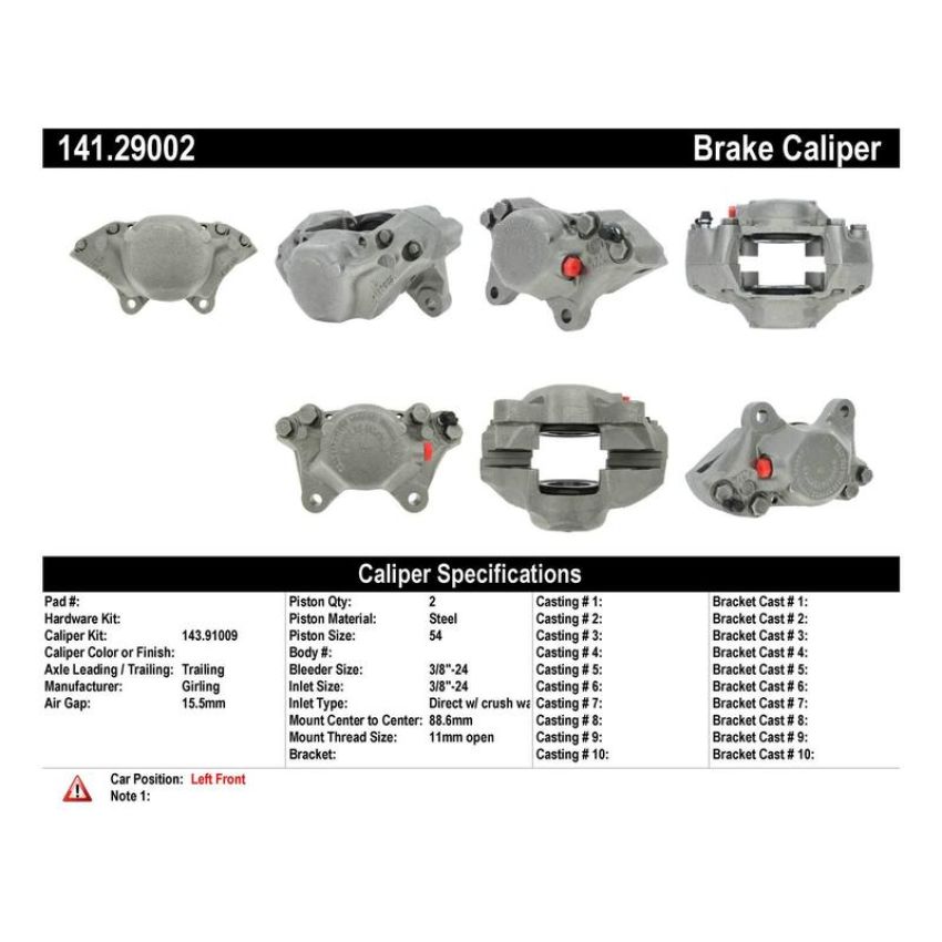 CENTRIC PARTS 141.29002 Centric Semi-Loaded Brake Caliper