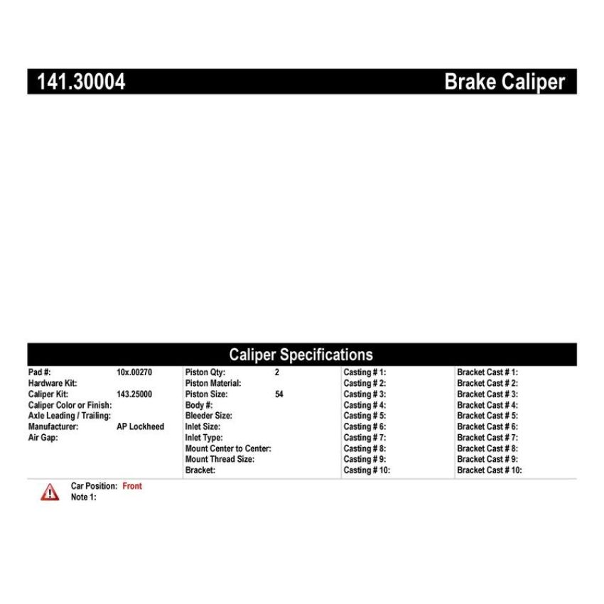 CENTRIC PARTS 141.30004 Centric Semi-Loaded Brake Caliper