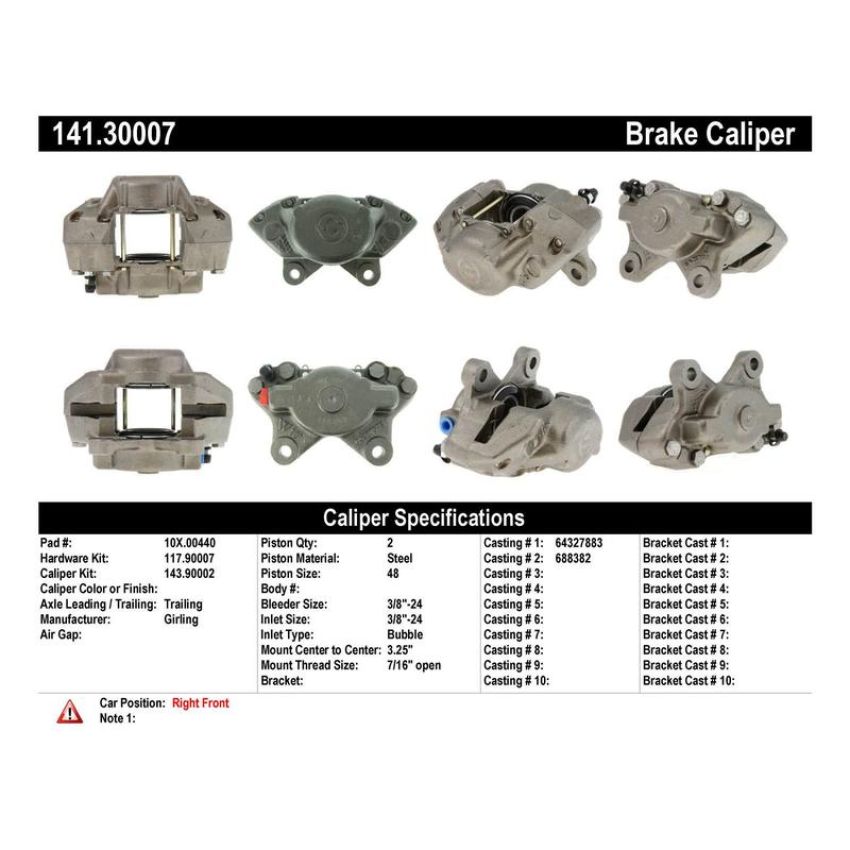 CENTRIC PARTS 141.30007 Centric Semi-Loaded Brake Caliper