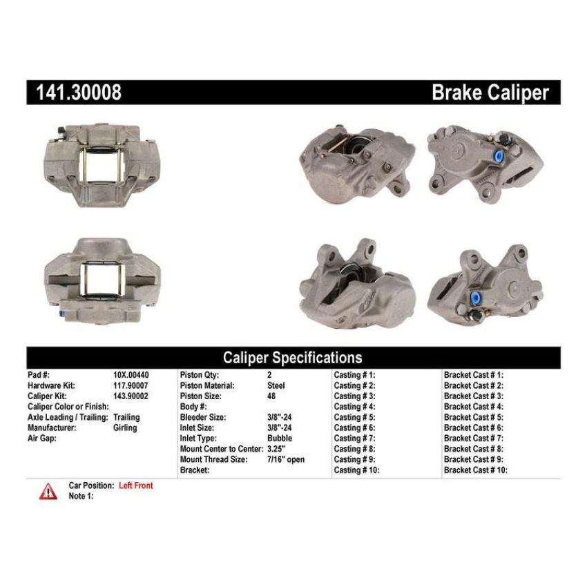 CENTRIC PARTS 141.30008 Centric Semi-Loaded Brake Caliper