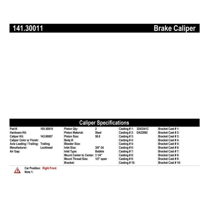 CENTRIC PARTS 141.30011 Centric Semi-Loaded Brake Caliper