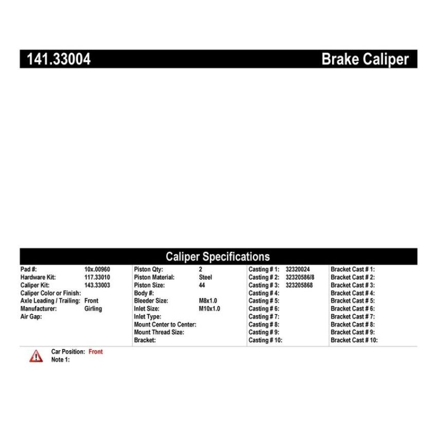 CENTRIC PARTS 141.33004 Centric Semi-Loaded Brake Caliper