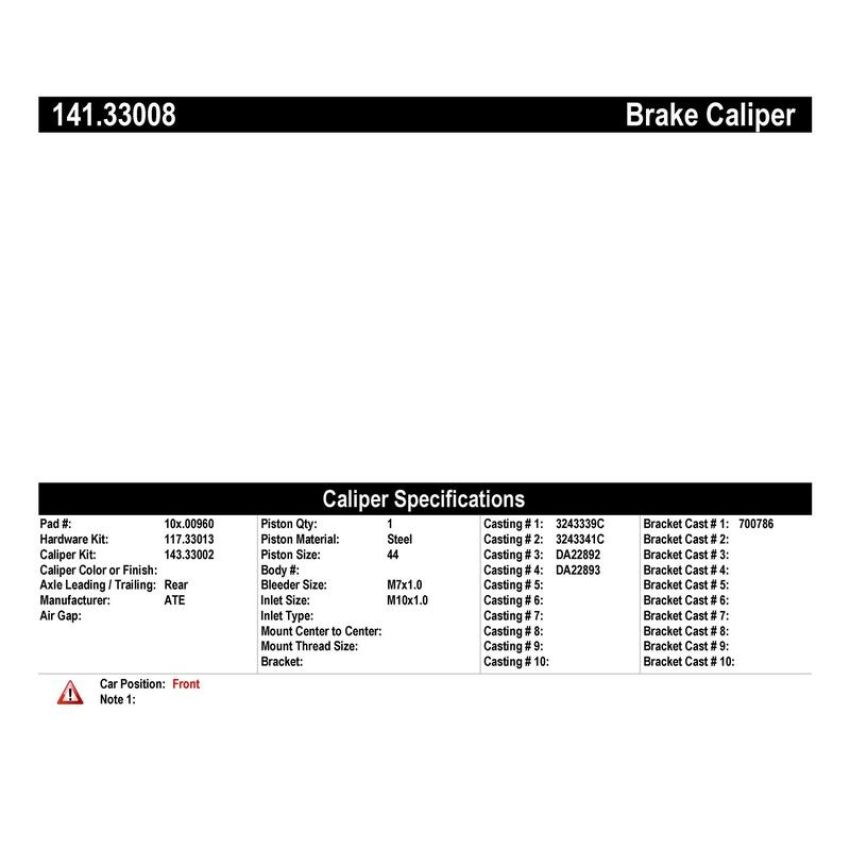 CENTRIC PARTS 141.33008 Centric Semi-Loaded Brake Caliper