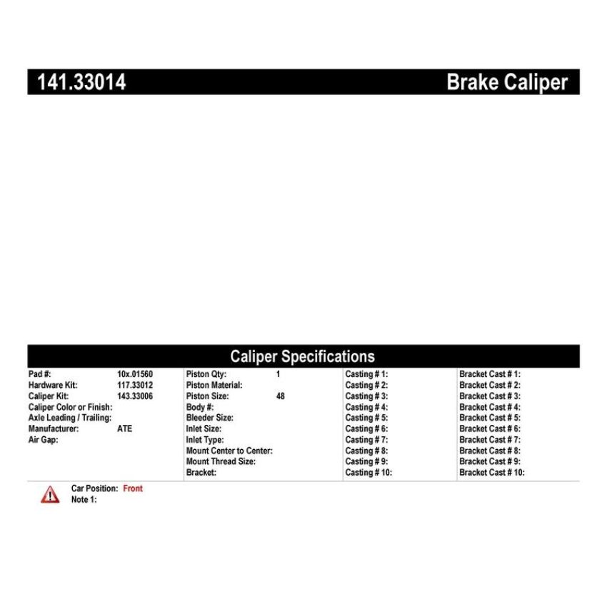 CENTRIC PARTS 141.33014 Centric Semi-Loaded Brake Caliper