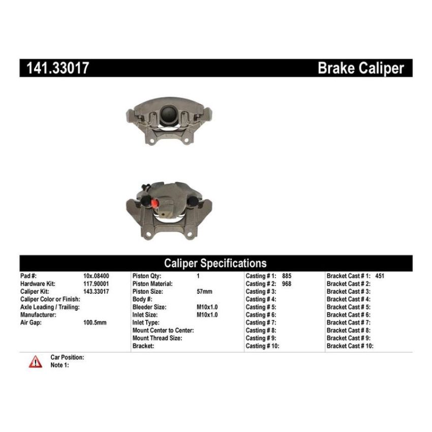 CENTRIC PARTS 141.33017 Centric Semi-Loaded Brake Caliper