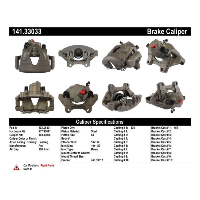 CENTRIC PARTS 141.33033 Centric Semi-Loaded Brake Caliper