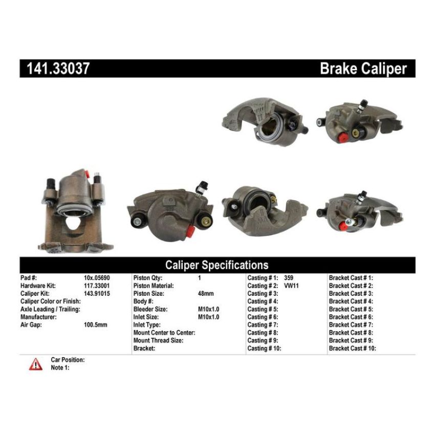 CENTRIC PARTS 141.33037 Centric Semi-Loaded Brake Caliper
