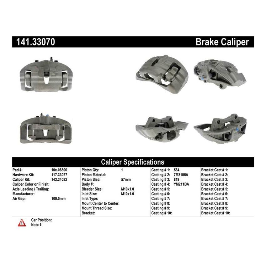 CENTRIC PARTS 141.33070 Centric Semi-Loaded Brake Caliper